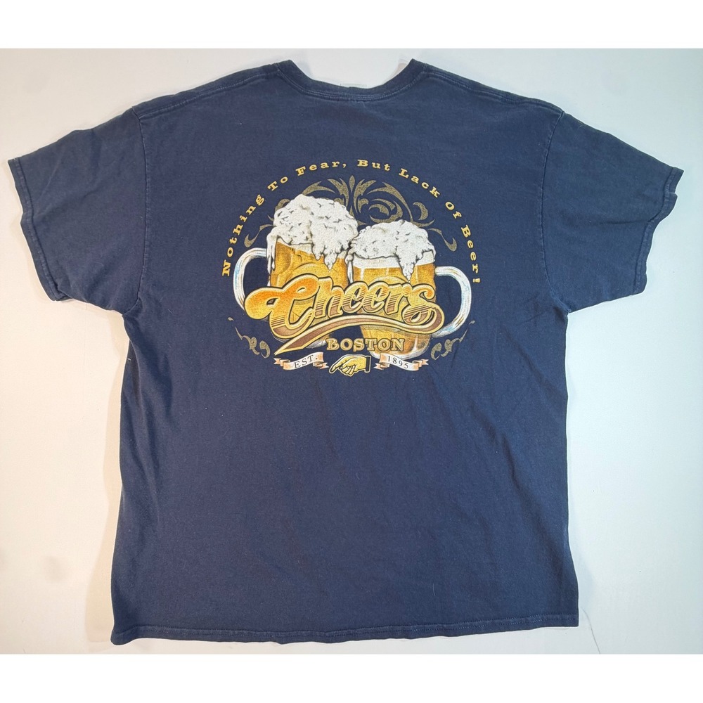 Cheers Boston T Shirt XL Navy Blue Nothing To Fear But Lack Of Beer Graphic Tee